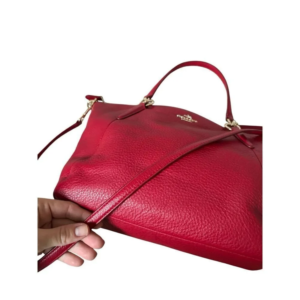 Coach Madison Prairie Red Pebbled Leather Satchel Bag Purse - Picture 9 of 14